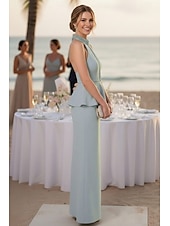 economico Abiti Lunghi &amp; Gowns-Linea ad A Tubino Colonna Lunghezza al pavimento Abito da invitata a nozze Abito Formale Abito da sera Abiti da Ballo Elegante Senza Maniche All'americana Balli di fine anno Formale Chiffon Crepe