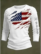  Giorno dell'Indipendenza Americana Per donna Maglietta Stampato Grafico Giornata dell'indipendenza Vintage Moda Elegante Manica Lunga Girocollo Top Regolari Quotidiano Blu Nero Bianco Rosso Grigio