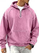 economico magliette di base-Per uomo Camicia di Jeans Camicia 100% cotone lavaggio acido Maglietta Manica Lunga Con Cappuccio Autunno &amp; Inverno Primavera Autunno Semplice Vintage Streetwear Casual Con zip Stile Vintage Tinto in