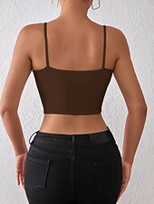 voordelige Gewone Tank-Dames Blouse Hemdje Tanktop Blote rug Effen Sexy Casual Mouwloos Bandje Croptops Dagelijks Feestdagen Uitgaan Zwart Wit Rood Oranje Bruin Zomer Lente