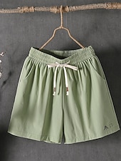 baratos Bermudas-Mulheres Bermudas chinês Calção Shorts de verão Férias Moda Roupa de rua Comprimento do joelho Cintura Alta Tecido Com Cordão Bolsos Cintura elástica Respirabilidade Confortável Sem Elasticidade