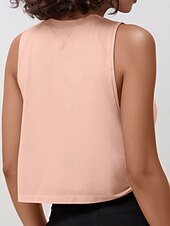 voordelige Gewone Tank-Dames Blouse Uitgesneden Effen Actief Casual Mouwloos Strakke ronde hals Normale tops Dagelijks Feestdagen Uitgaan blauw Zwart Wit Oranje Zomer Lente