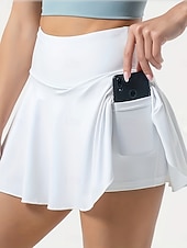 cheap Athletic Shorts-Women's Tennis Skirt Fashion Casual Above Knee Mid Rise Skirts Plain Pleated 2 in 1 Micro-elastic Street Going out Black White Yellow Wine Summer