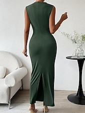 preiswerte Einfaches Kleid-Damen Maxikleid Abschlussballkleid Partykleid Freizeitkleid Cocktailkleid Elegant Mode Modern Outdoor Abendgesellschaft Party Normale Passform Einfach Ärmellos Hoher Ausschnitt Schwarz Burgunderrot