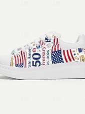  Sneakers slip-on bianche da uomo per il 250° anniversario degli Stati Uniti: comfort elegante per tutti i giorni con suola in gomma resistente per un abbigliamento casual, versatili per tutte le occasioni