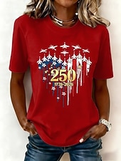 economico Magliette Giorno dell’Indipendenza-Giorno dell'Indipendenza Anniversary Americano Maglietta Patriottica da Donna Stampa Grafica Lettera Bandiera Americana Vintage Elegante Classica Manica Corta Collo Tondo Regolare Top Giornalieri Blu