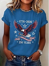 economico Magliette Giorno dell’Indipendenza-Maglietta Donna Patriottica Americana Festa dell'Indipendenza Stampa Grafica Lettera Bandiera Americana Vintage Elegante Classica Maniche Corte Girocollo Long Tops Quotidiani Blu Grigio Nero Bianco