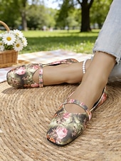 voordelige Platte damesschoenen-Dames Mary Jane ballerina's met bloemenprint - casual stijl met bandje, comfortabele alledaagse schoenen voor dames, ideaal voor reizen, theekransjes en informele uitjes. &amp;dagelijkse kleding