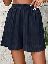 cheap Bermuda Shorts-Women's Chinos Shorts Summer Shorts Beach Shorts Vacation Fashion Streetwear Short High Waist Plain Elastic Waist Breathability Comfortable Micro-elastic Daily Vacation Holiday Black Navy Blue Khaki