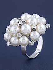 Недорогие Свадьба ACC-Женское кольцо с искусственным жемчугом, элегантное регулируемое коктейльное кольцо золотого и серебряного цвета, винтажное свадебное украшение для свадеб, вечеринок, вечерних мероприятий и торжественных случаев.
