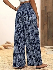  Dam Brett skaft Långbyxor Casual byxor Rak Semester Mode Streetwear Fullängd Hög midja Prickig Ficka Elastisk midja Komfort Bekväm Oelastisk Elastisk Dagligen Semester Gata Svart Rubinrött Blå Grön