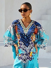 cheap Shirts,Tops &amp; Blouses-Indigo Tigress Silky Satin  Vacation Top