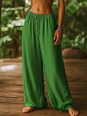 economico gamba larga e vita alta-Per donna Gamba larga Chinos Pantaloni Estivi Pantaloni Vacanza Essenziale Casual Lunghezza intera Vita Alta Semplice Tasca Fascia Elastica Comodo Comodità Morbido Micro-elastico Quotidiano