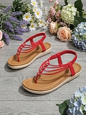 baratos Sandálias Confortáveis-Sandálias femininas de dedo com tiras e palmilha acolchoada, sandálias rasteiras com tira elástica no calcanhar, estilo casual e confortável para o verão, ideais para caminhadas, férias, praia e