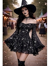 economico Vestito-Medievale Steampunk Vestito Costume di fantasia Lunghe Strega Vampiro Costume Per donna Fantasia Halloween Carnevale Performance LARP Fiera Rinascimentale Adulti Vestito