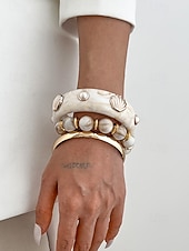 abordables Accesorios de vacaciones-Conjunto de pulsera de aleación acrílica para mujer, brazalete de moda multicolor y joyería apilable con cuentas, accesorios de muñeca estilo bohemio informal para vacaciones, viajes a la playa, uso diario y ocasiones de ocio.