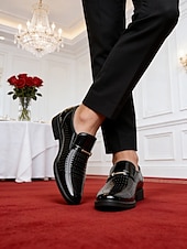 Χαμηλού Κόστους Μπαλαρίνες-Ανδρικά μοκασίνια από συνθετικό δέρμα σε μαύρο χρώμα, κομψά γαμήλια παπούτσια με slip-on για γαμπρούς και επίσημες εκδηλώσεις