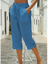 economico Pantaloni-Per donna Pantaloni capri Chinos Streetwear Essenziale Casual Lunghezza al polpaccio Vita media Semplice Coulisse Tasca Comodo Elasticizzato Quotidiano All'aperto Streetwear Blu Bianco Rosa Arancione