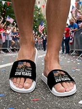 economico Scarpe da uomo-sandali da uomo per il 250° anniversario degli Stati Uniti: comode calzature patriottiche con stampa di bandiera per spiaggia, barbecue, sfilate e celebrazioni estive