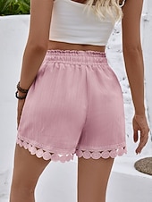 abordables Bermuda-Femmes Chinos Shorts Shorts d'été Vacances Mode Streetwear Court Taille haute Uni Cordon de serrage Dentelle Taille Élastique Confort Respirabilité Confortable Non Elastique Micro-Élastique Quotidien