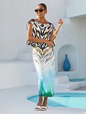 levne Květinové šaty-hedvábný saténový gradientní saténové šaty s tygřím vzorem