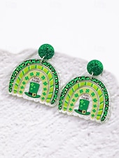 ieftine Accesorii-Cercei acrilici cu trifoi pentru femei, cu tematică de Ziua Sfântului Patrick, cercei ușori cu trifoi și sclipici, bijuterii verzi irlandeze în mai multe stiluri, perfecți pentru parade de sărbători, petreceri și ținute festive.