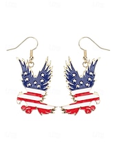 economico Accessori-Orecchini pendenti patriottici in lega per donne per il 250° anniversario degli Stati Uniti stili multipli della bandiera USA e cuori gioielli dichiarativi rossi bianchi e blu per feste e festival