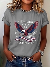 economico Magliette Giorno dell’Indipendenza-Maglietta Donna Patriottica Americana Festa dell'Indipendenza Stampa Grafica Lettera Bandiera Americana Vintage Elegante Classica Maniche Corte Girocollo Long Tops Quotidiani Blu Grigio Nero Bianco