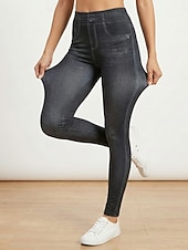 preiswerte Leggings-damen mode strumpfhose leggings knöchellang hose lässig wochenende dehnbar einfarbig bauchkontrolle po-lift hohe taille skinny blau 2xl