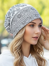 levne Dámské klobouky-Dámská bohémská čepice s paisley vzorem, měkká polyesterová vícebarevná pokrývka hlavy a nákrčník, lehký doplněk ve vintage stylu pro ženy, ideální pro každodenní nošení, dovolenou a cestování