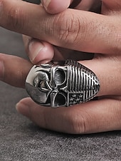 250. Jahrestag der Vereinigten Staaten Männer Edelstahl Totenkopf Ring amerikanisches Flaggen Design mehrfarbig ideal für den Unabhängigkeitstag lässige Alltagskleidung