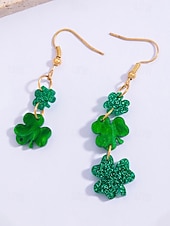 ieftine Accesorii-Cercei acrilici cu trifoi pentru femei, cu tematică de Ziua Sfântului Patrick, cercei ușori cu trifoi și sclipici, bijuterii verzi irlandeze în mai multe stiluri, perfecți pentru parade de sărbători, petreceri și ținute festive.