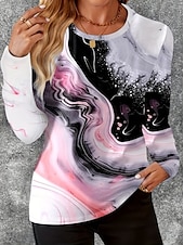 voordelige Kunst &amp; Design t-shirt-Dames T-shirt Lange Mouwen Crew Neck Lange Mouwen Tuniek Bloemen Graphic Gradient Elegant Vintage Stylish Reguliere Tops Dagelijkse Print Wit Geel Rood Blauw Donkergroen Herfst Voorspeel