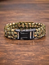 preiswerte Zubehör-USA 250. Jubiläum Männer Amerikanische Flagge Paracord Armband Langlebiges Polyester- und Legierungsmaterial Verstellbare Größe Perfekt für Unabhängigkeitstag alltägliche Freizeitkleidung