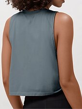 voordelige Gewone Tank-Dames Blouse Uitgesneden Effen Actief Casual Mouwloos Strakke ronde hals Normale tops Dagelijks Feestdagen Uitgaan blauw Zwart Wit Oranje Zomer Lente