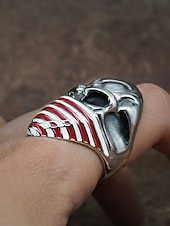  250. Jahrestag der Vereinigten Staaten Männer Edelstahl Totenkopf Ring amerikanisches Flaggen Design mehrfarbig ideal für den Unabhängigkeitstag lässige Alltagskleidung