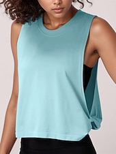 voordelige Gewone Tank-Dames Blouse Uitgesneden Effen Actief Casual Mouwloos Strakke ronde hals Normale tops Dagelijks Feestdagen Uitgaan blauw Zwart Wit Oranje Zomer Lente