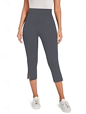 billiga Enkla Leggings-Dam Capribyxor Sommarshorts Damasker Mode Streetwear Grundläggande Vadlängd Hög midja Slät Elastisk midja Mateial som andas Bekväm Elastisk Dagligen Semester Gym Mörkgrå Svart Marinblå Sommar Vår
