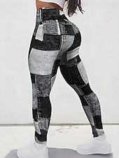 preiswerte -Damen Jeans Leggings Jeggings Urlaub Streetwear Lässig Volle Länge Mittlere Taillenlinie Karomuster Patchwork Tasche Bequem Hohe Elastizität Täglich Heim Outdoor Schwarzgrau Hellblau-Weiß Frühling