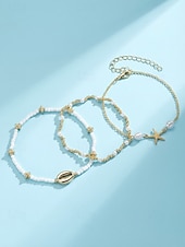 levne Dámský náramek-Dámské vícebarevné bohémské náramky na kotník z pryskyřice a slitiny, perleťový a mušlový design, ideální na dovolenou, běžné nošení.