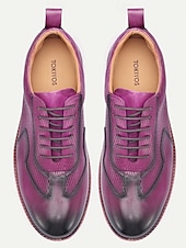 cheap Dress Sneakers-Men's Genuine Leather Fashionable Purple Dress Shoes, Unique Design for Weddings and Special Occasions