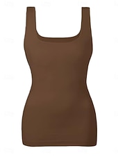 levne Jasná nádrž-Dámské Halenka Bez vzoru Aktivní stylové Bez rukávů Do U Běžné topy Denní Dovolená Jdeme ven Černá Bílá Hnědá Meruňková Růžová Léto Jaro