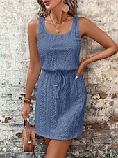 preiswerte Weißes Kleid-Damen Minikleid A Linie Kleid Sommerkleid Lässig Täglich Normale Passform Einfach Ärmellos U-Ausschnitt Blau Schwarz Weiß Königliches Blau Sommer Frühling