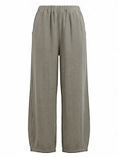 cheap Premium Linen Collection-70% Linen Women's Linen Pants Chinos Summer Pants Bloomers Vacation Streetwear Basic Full Length Medium Waist Plain Pocket Elastic Waistband Comfy Inelastic Daily Outdoor Street Violet Teal Dark