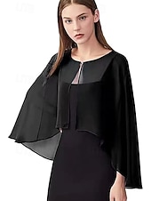 cheap Cape-Women's Wrap Mother's Wraps Bridal's Wraps Wedding Guest 's Wraps Cape Elegant Ladies Formal Style Sleeveless Chiffon Wedding Wraps With Pure Color For Daily Summer