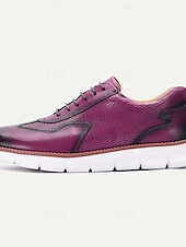 cheap Dress Sneakers-Men's Genuine Leather Fashionable Purple Dress Shoes, Unique Design for Weddings and Special Occasions