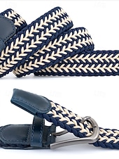 Недорогие Мужские ремни-Мужской эластичный плетеный пояс, полиэстер, различные цвета, идеально подходит для отдыха и повседневной носки.