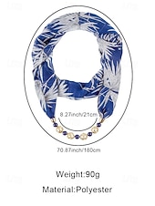 billiga Halsdukar för kvinnor-Damhalsband i bohemisk chiffong, mjuk polyesterhalsduk med blommönster och pärlhänge, lätt modeaccessoar för kvinnor, perfekt för vardagskläder, semester och resor.