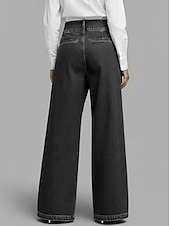 cheap Wide Leg &amp; High Waisted-Women's Wide Leg Chinos Vacation Basic Full Length Mid Waist Comfort Inelastic Daily Blue Black Spring Loose Fit