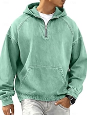 economico magliette di base-Per uomo Camicia di Jeans Camicia 100% cotone lavaggio acido Maglietta Manica Lunga Con Cappuccio Autunno &amp; Inverno Primavera Autunno Semplice Vintage Streetwear Casual Con zip Stile Vintage Tinto in